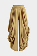 Linen Tie-Up Ruched Shirred Waistband Pants