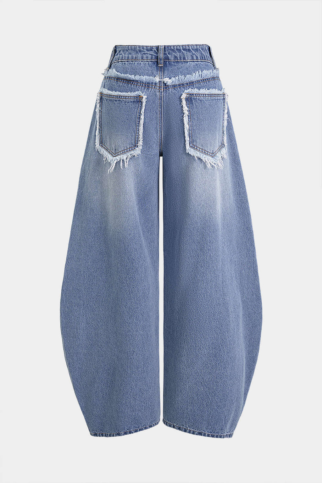 Denim Frayed Wide Leg Jeans